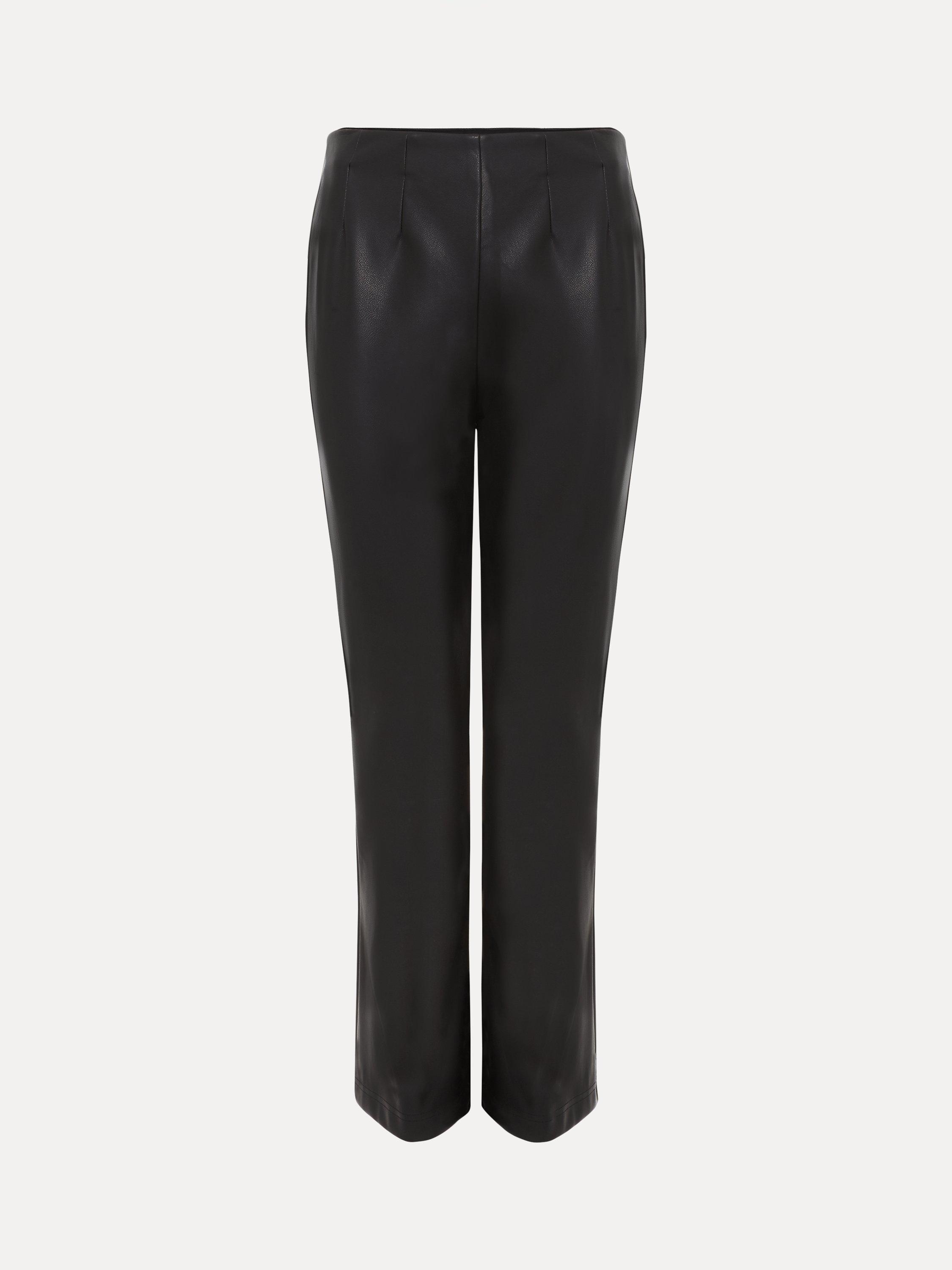 Product image 5 of 7, which shows Phase Eight Mya Faux Leather Straight Trousers, Black, 8