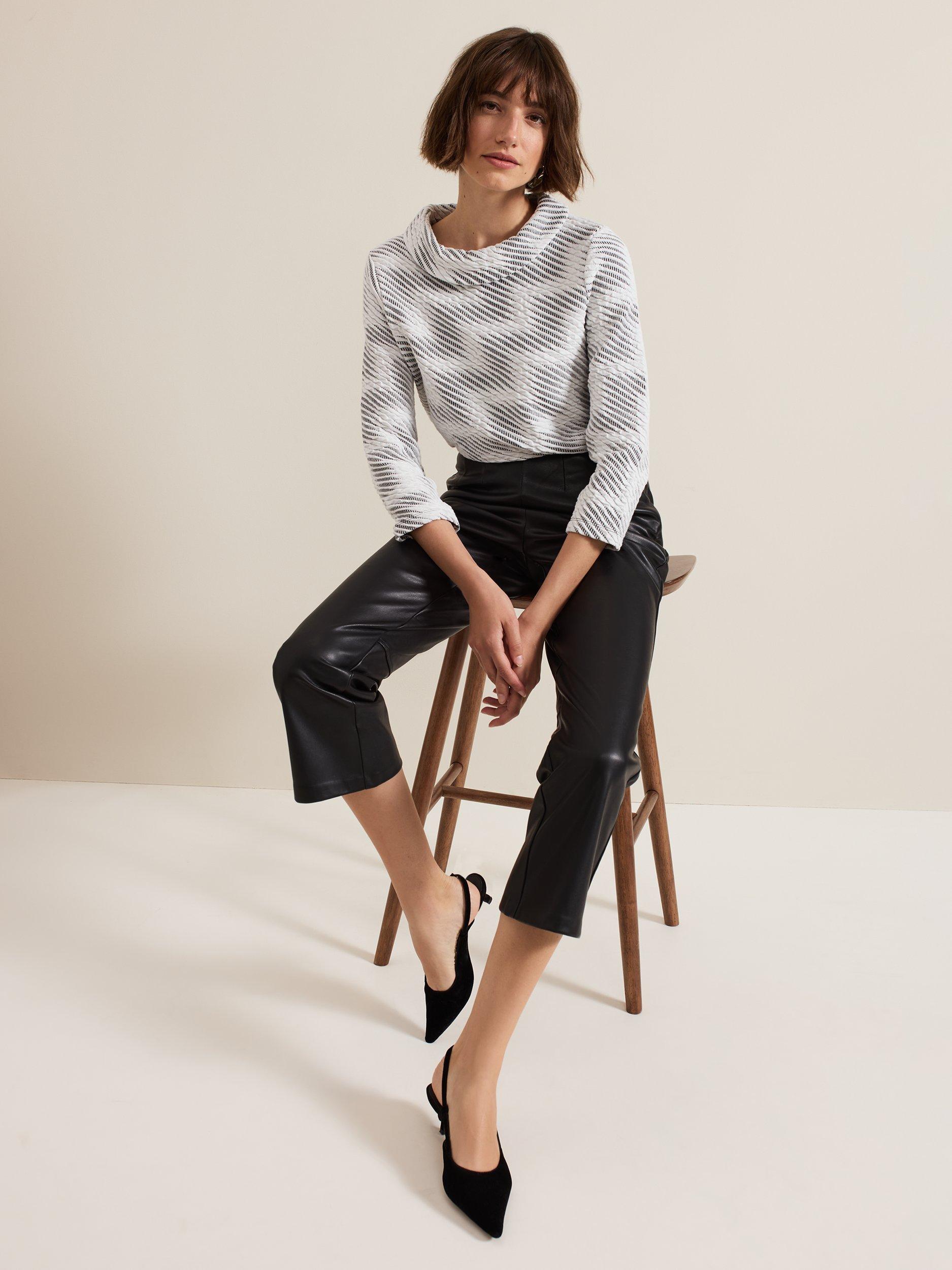 Phase Eight Mya Faux Leather Straight Trousers Black