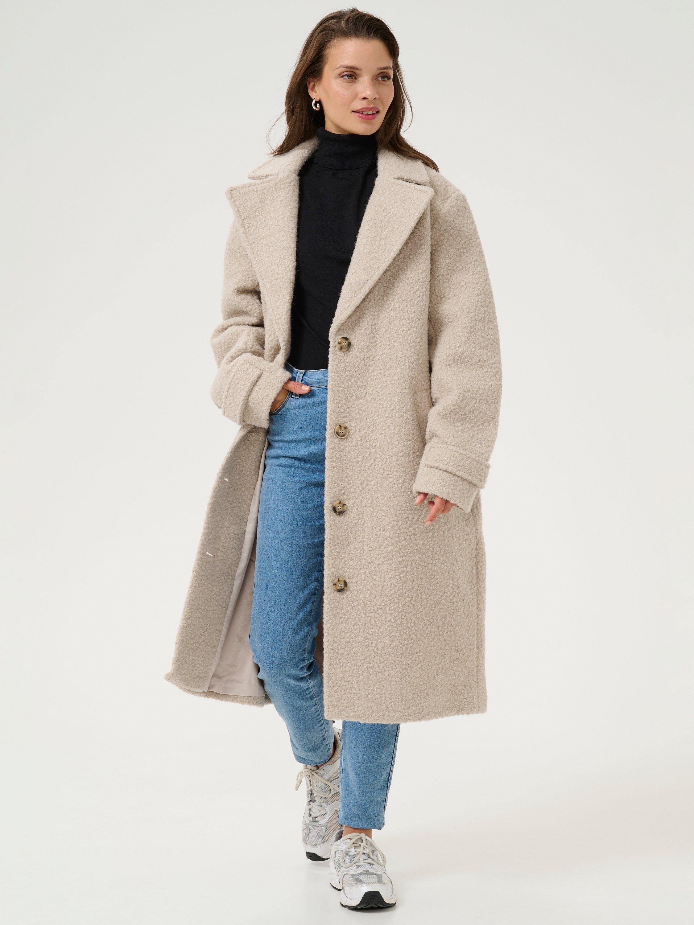KAFFE Anne Teddy Coat Feather Grey