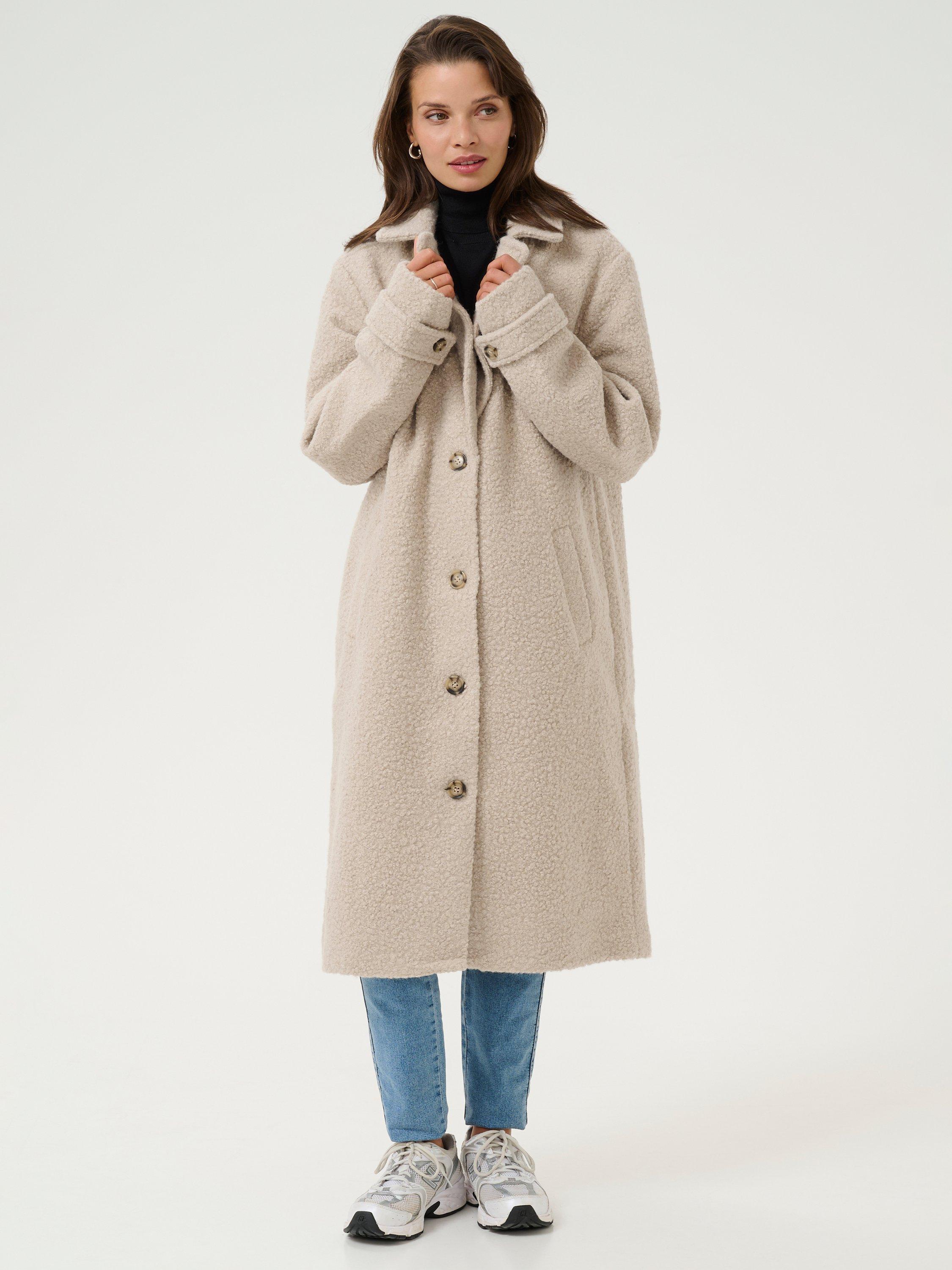 Product image 3 of 5, which shows KAFFE Anne Teddy Coat, Feather Grey, 12