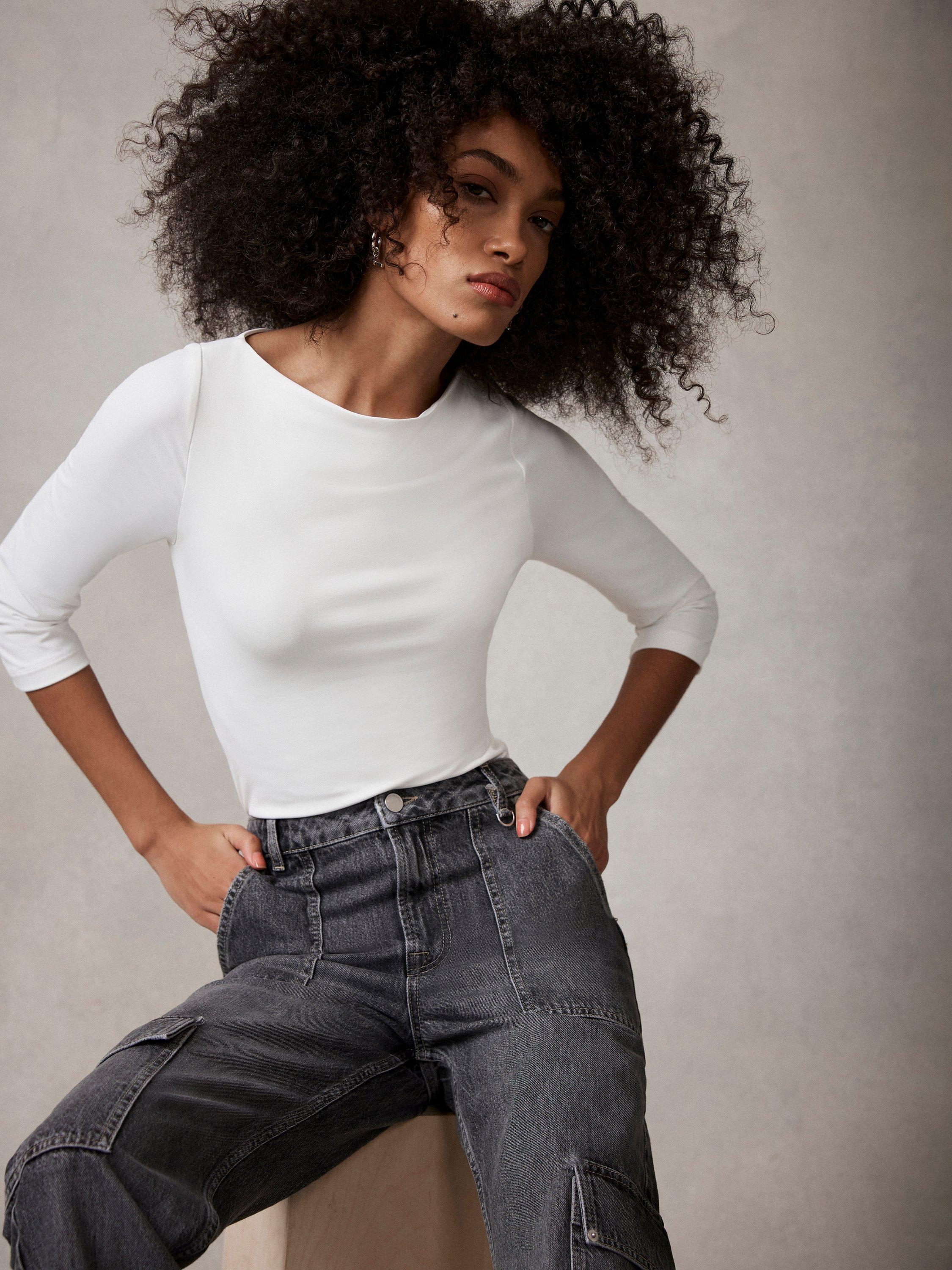 Mint Velvet Layering Boat Neck Top, White