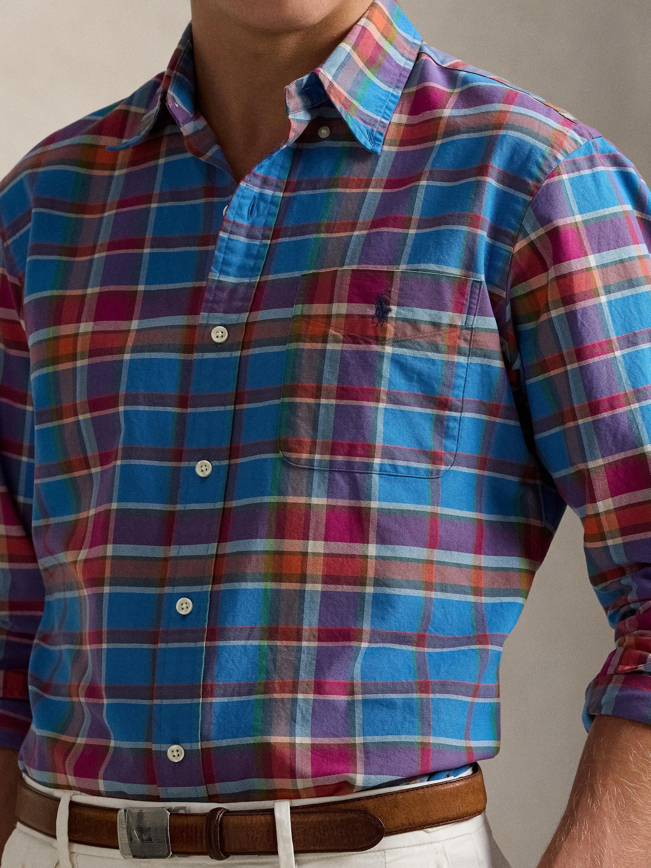 Product image 3 of 5, which shows Polo Ralph Lauren Cotton Regular Fit Check Shirt, Blueberry/Multi, S