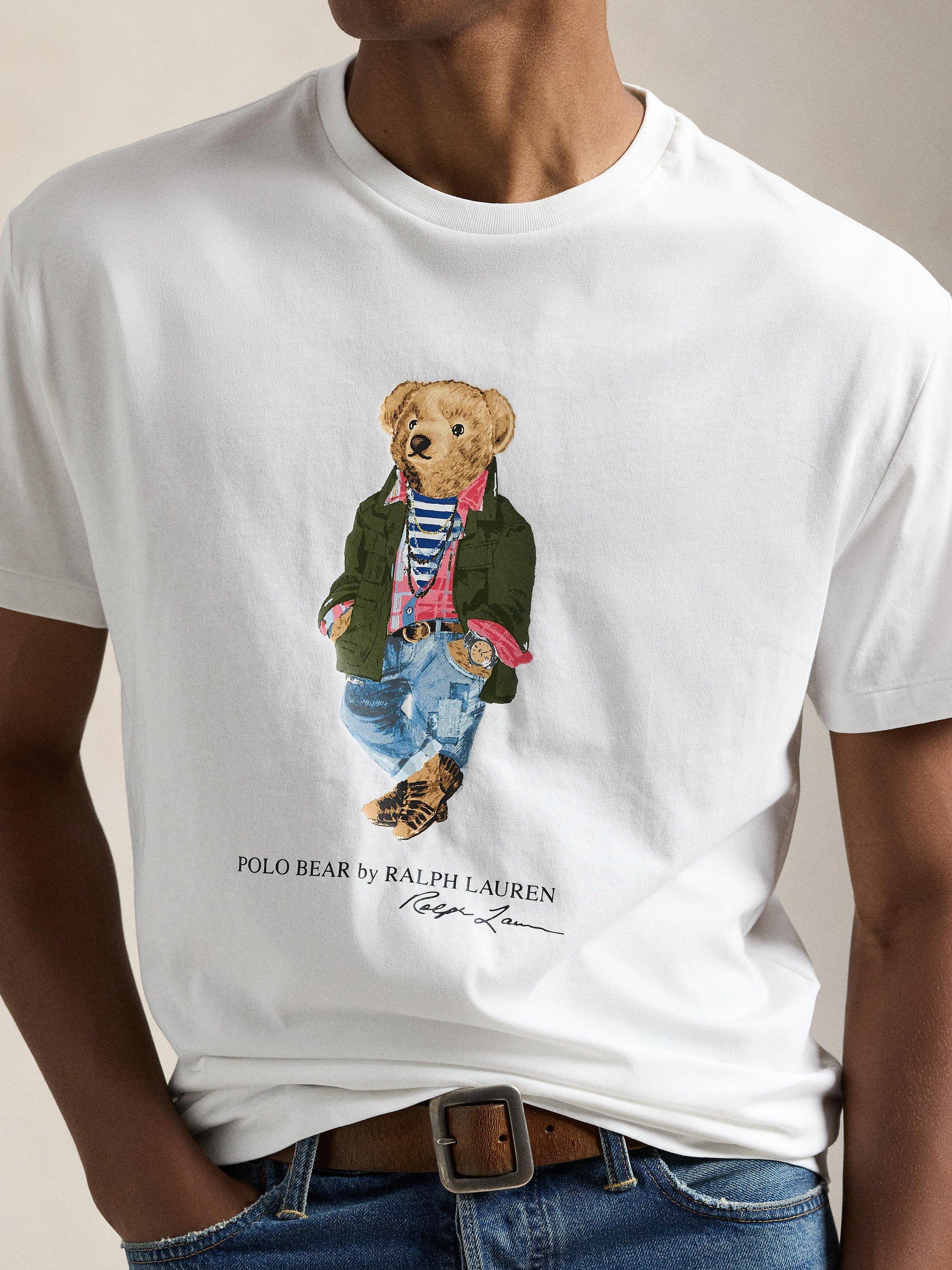 Product image 3 of 5, which shows Polo Ralph Lauren Cotton Regular Fit Polo Bear T-Shirt, Cr24 White Exp Bear, S