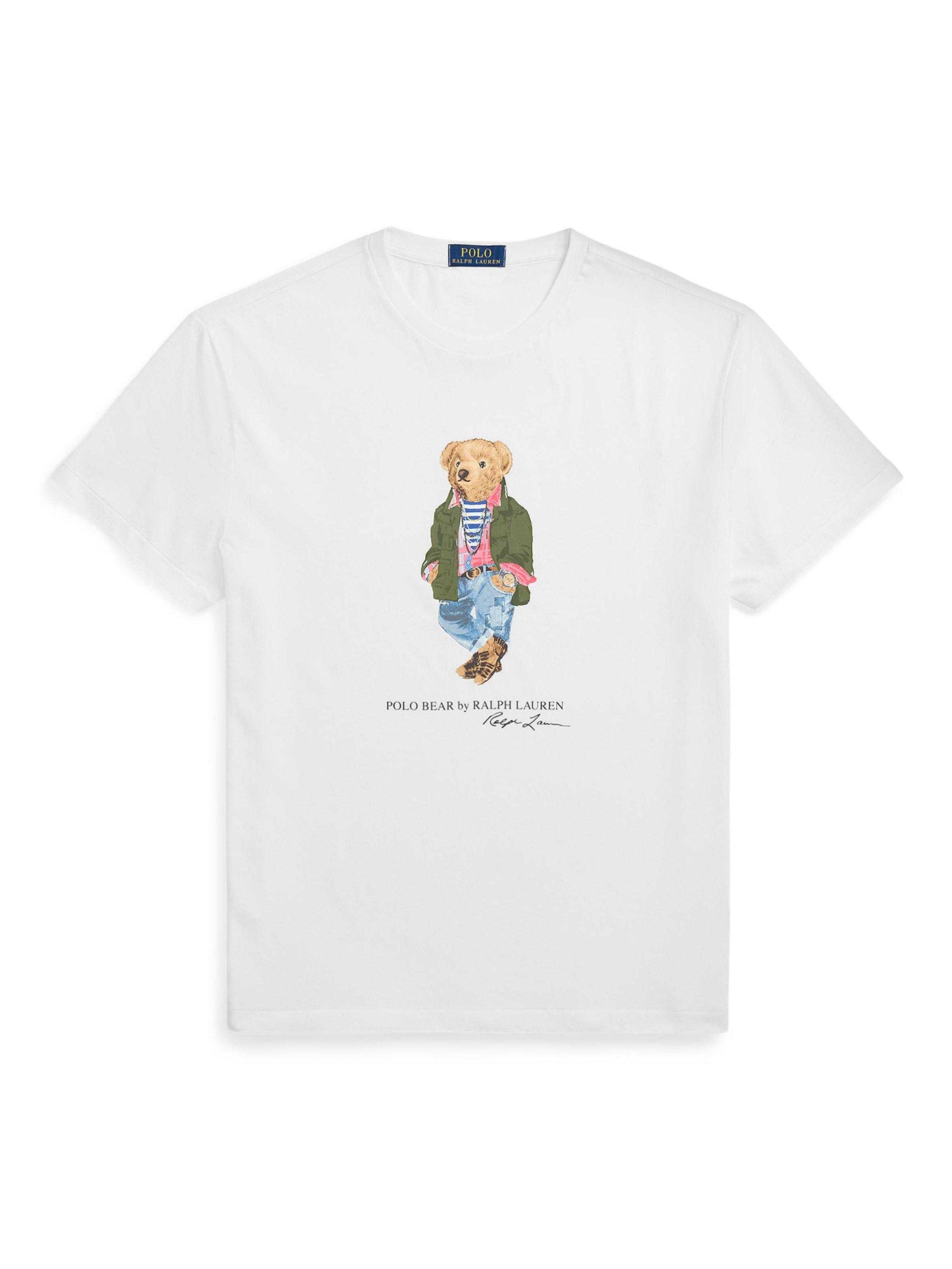 Product image 5 of 5, which shows Polo Ralph Lauren Cotton Regular Fit Polo Bear T-Shirt, Cr24 White Exp Bear, S