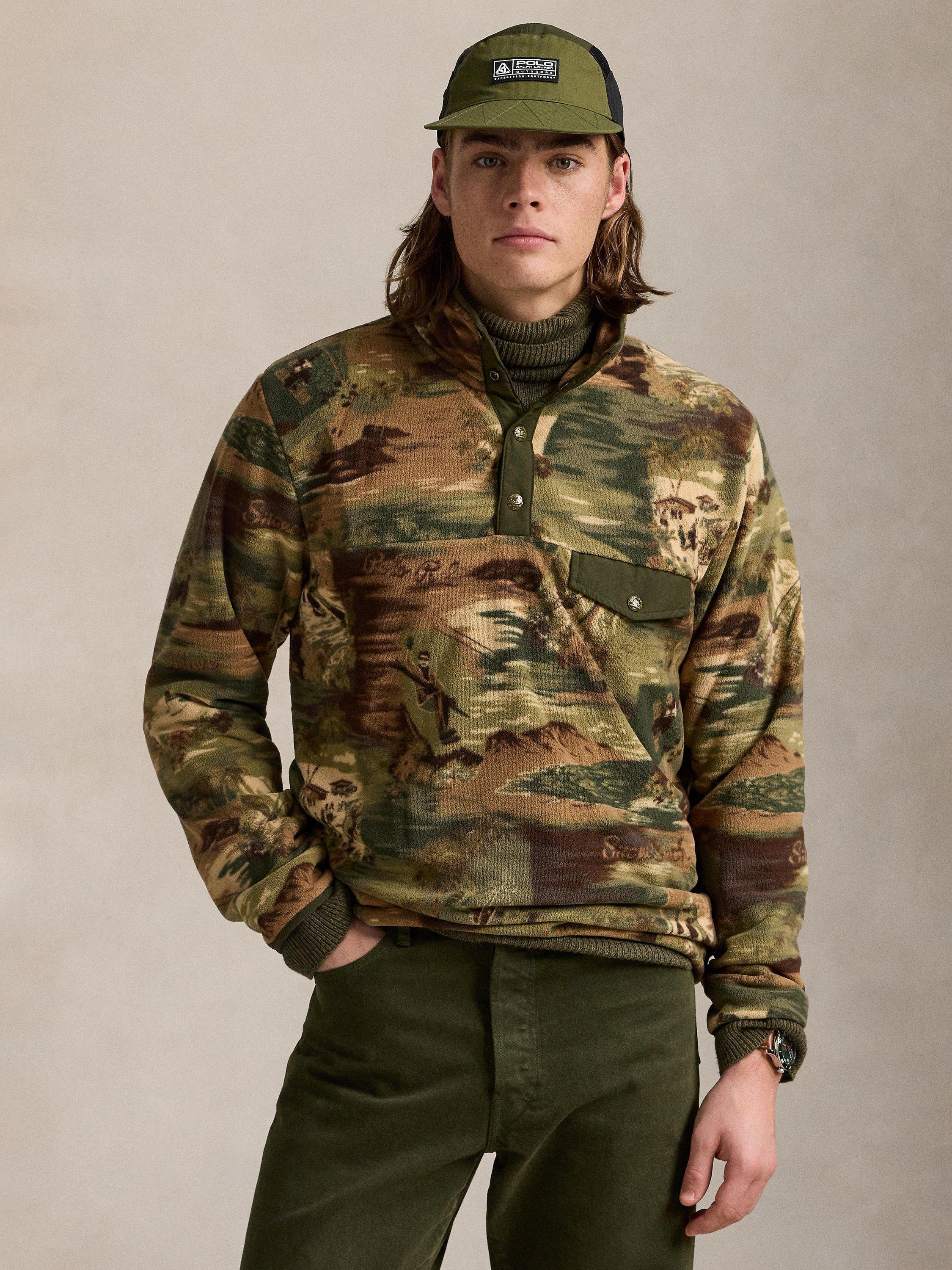Product image 1 of 5, which shows Polo Ralph Lauren Button Neck Fleece Top, Ski Scenic, M