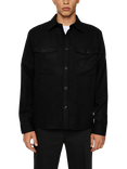 J.Lindeberg Flat Wool Overshirt, Black