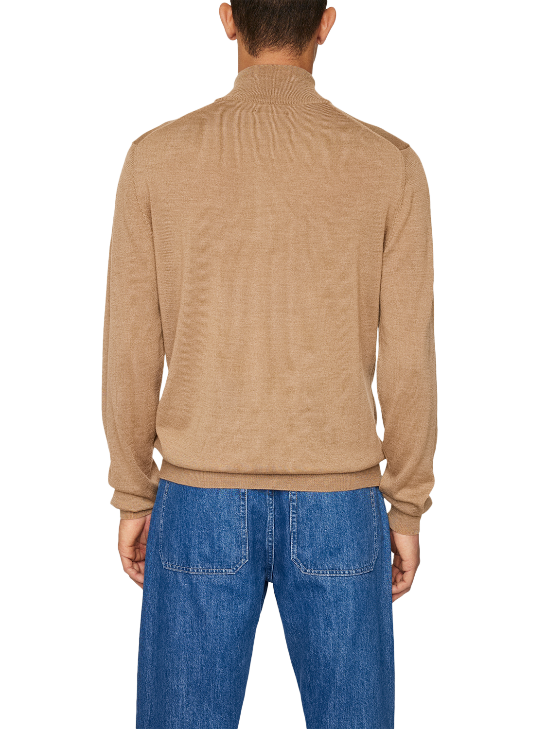 Product image 2 of 5, which shows J.Lindeberg Kiyan Merino Wool Quarter Zip Jumper, Tiger Brown, S