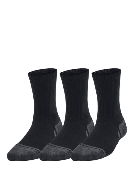 Under Armour Kids' Perform Tech Socks, Pack of 3, Black, Black