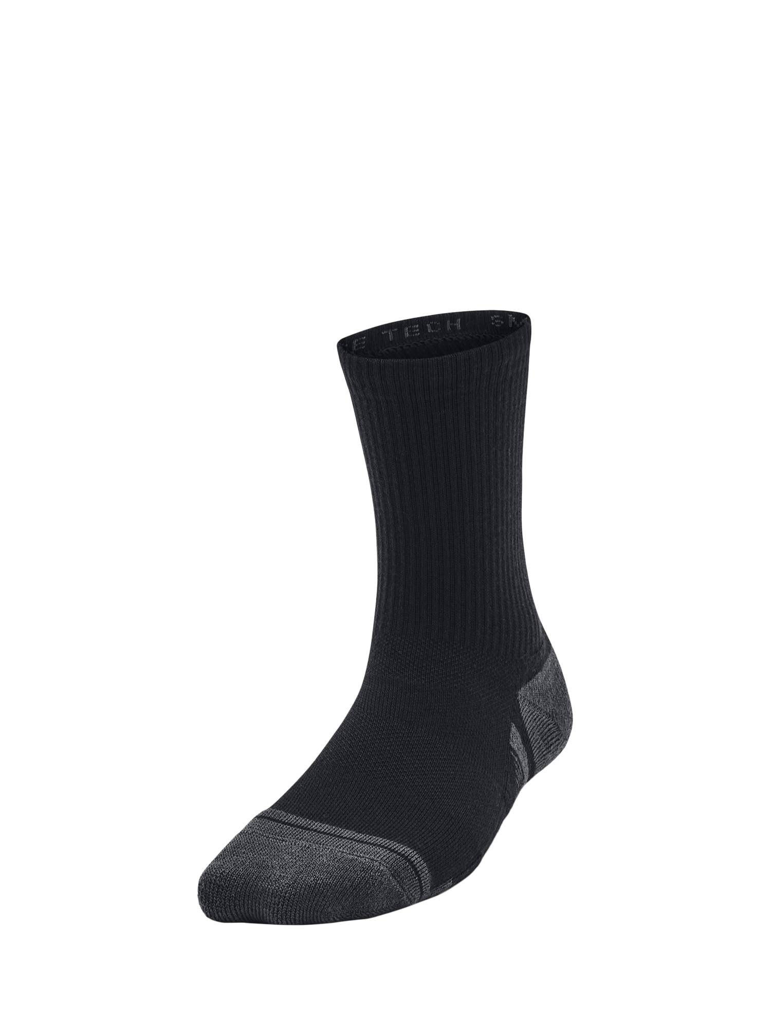 Product image 2 of 5, which shows Under Armour Kids' Perform Tech Socks, Pack of 3, Black, XS