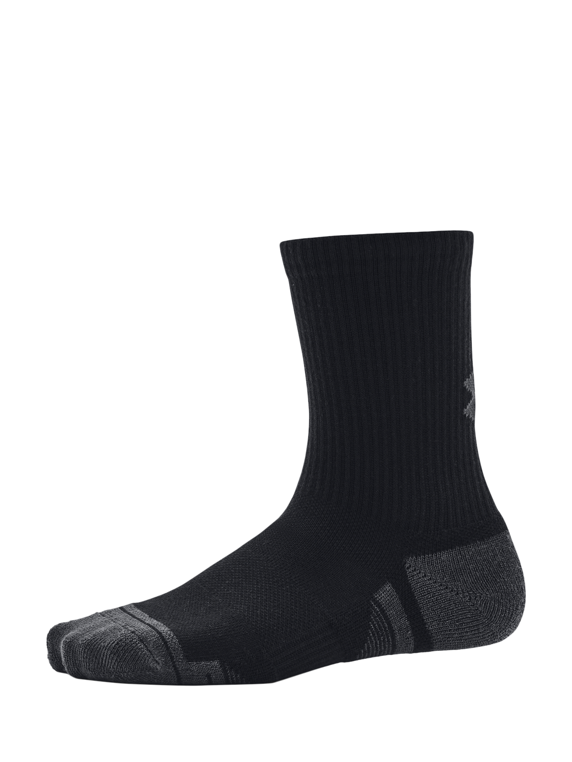 Product image 4 of 5, which shows Under Armour Kids' Perform Tech Socks, Pack of 3, Black, XS