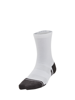 Under Armour Kids' Performance Tech Socks, Pack of 3, White/Grey, White/Grey