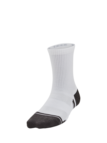 Under Armour Kids' Performance Tech Socks, Pack of 3, White/Grey - view 2, White/Grey