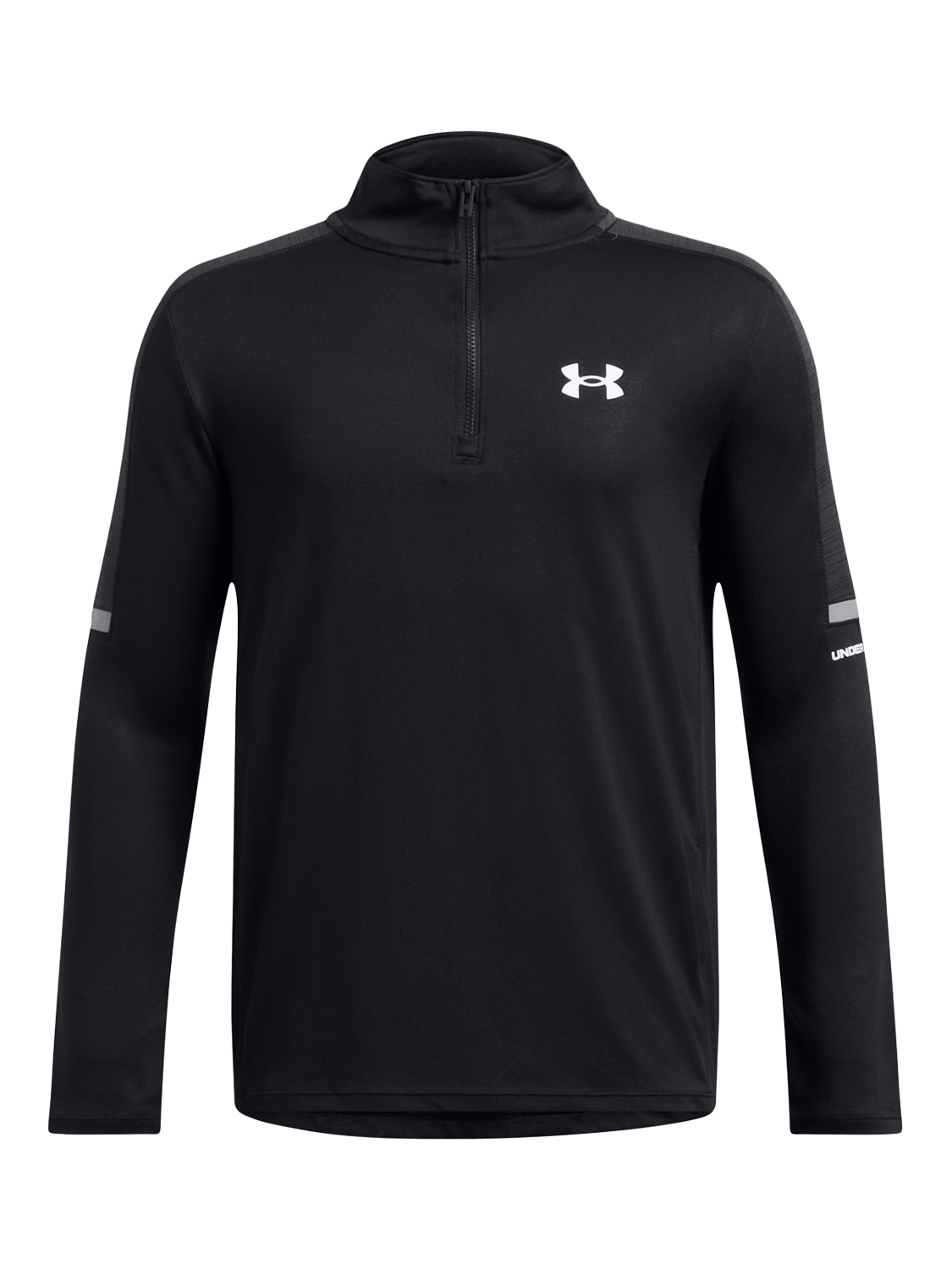 Product image 1 of 2, which shows Under Armour Kids' Tech  Utility Quarter-Zip Sweatshirt, Black, S