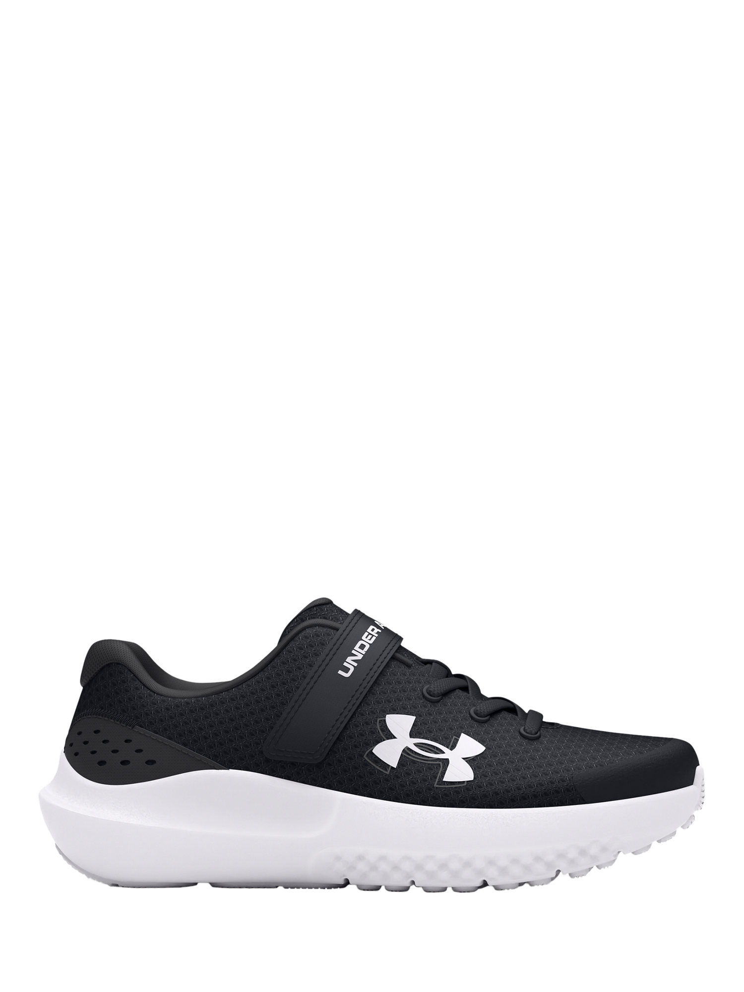 Product image 1 of 5, which shows Under Armour Kids' BPS Surge 4 AC Trainers, Black/White, 10 Jnr