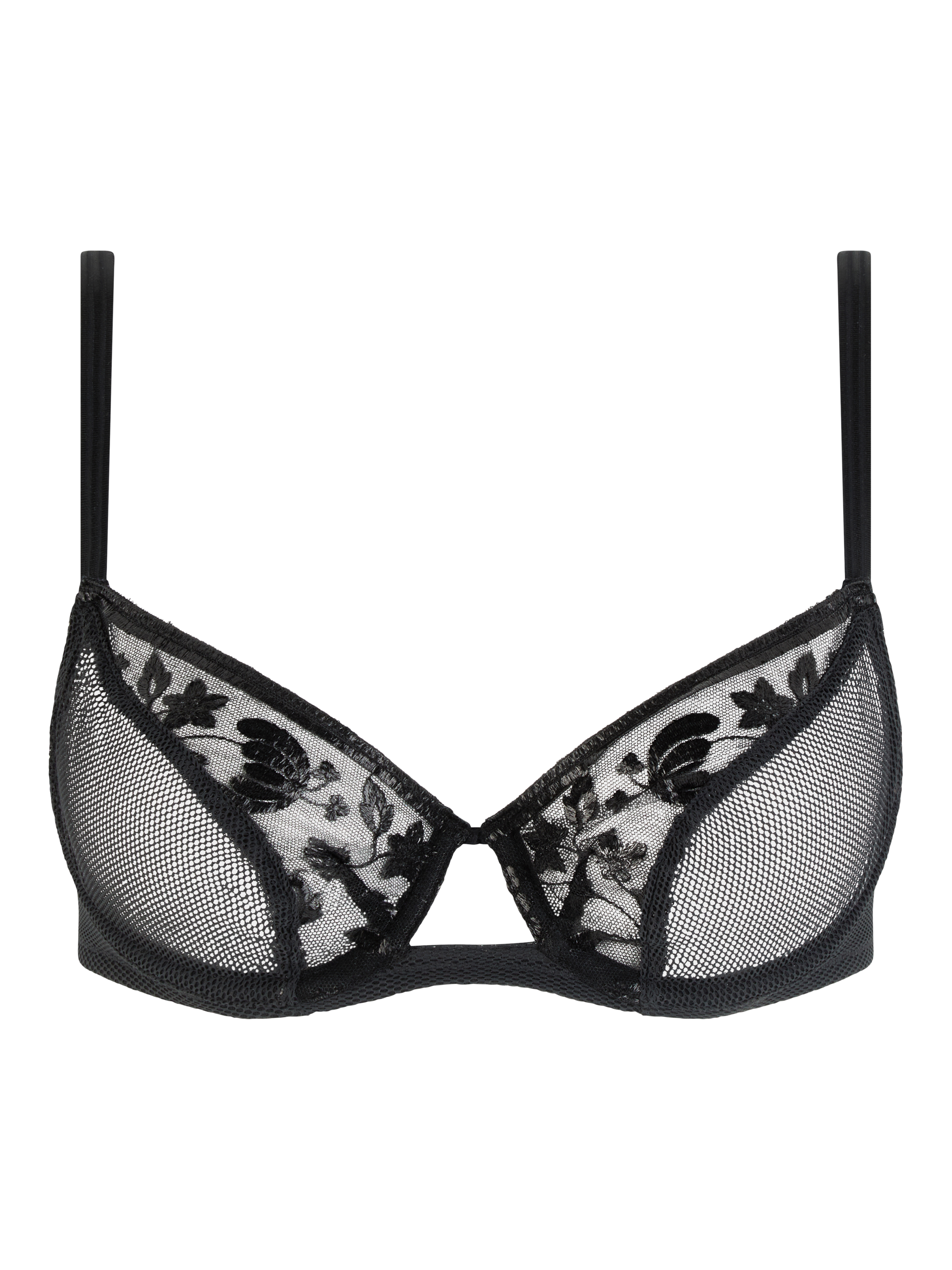 Product image 4 of 4, which shows Chantelle Philter Full Bust Underwired Bra, Black Vinyl, 30DD