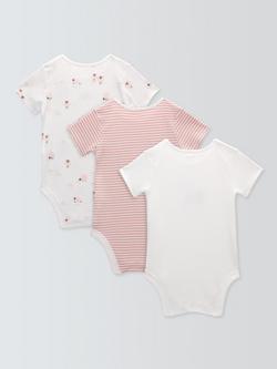 John Lewis Baby Sheep Bodysuits, Pack of 3, Pink - view 2, Pink