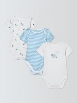 John Lewis Baby Sheep Bodysuits, Pack of 3, Blue, Blue