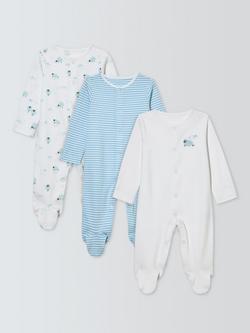 John Lewis Baby Sheep Sleepsuits, Blue, Blue