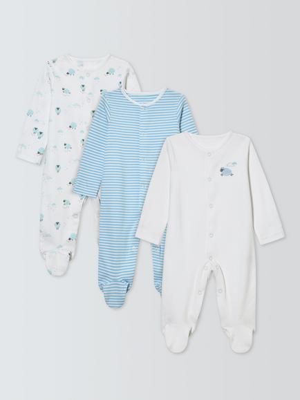 John Lewis Baby Sheep Sleepsuits, Blue, Blue