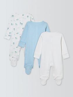 John Lewis Baby Sheep Sleepsuits, Blue - view 2, Blue