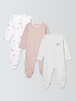 John Lewis Baby Sheep Sleepsuits, Pink, Pink
