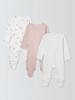 John Lewis Baby Sheep Sleepsuits, Pink - view 2, Pink