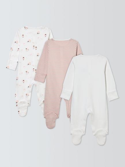 John Lewis Baby Sheep Sleepsuits, Pink - view 2, Pink