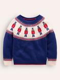 Mini Boden Fair Isle Nutcracker Jumper, Navy/Multi