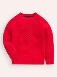 Mini Boden Kids' Heritage Cable Knit Jumper, Poppy Red