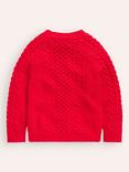 Mini Boden Kids' Heritage Cable Knit Jumper, Poppy Red