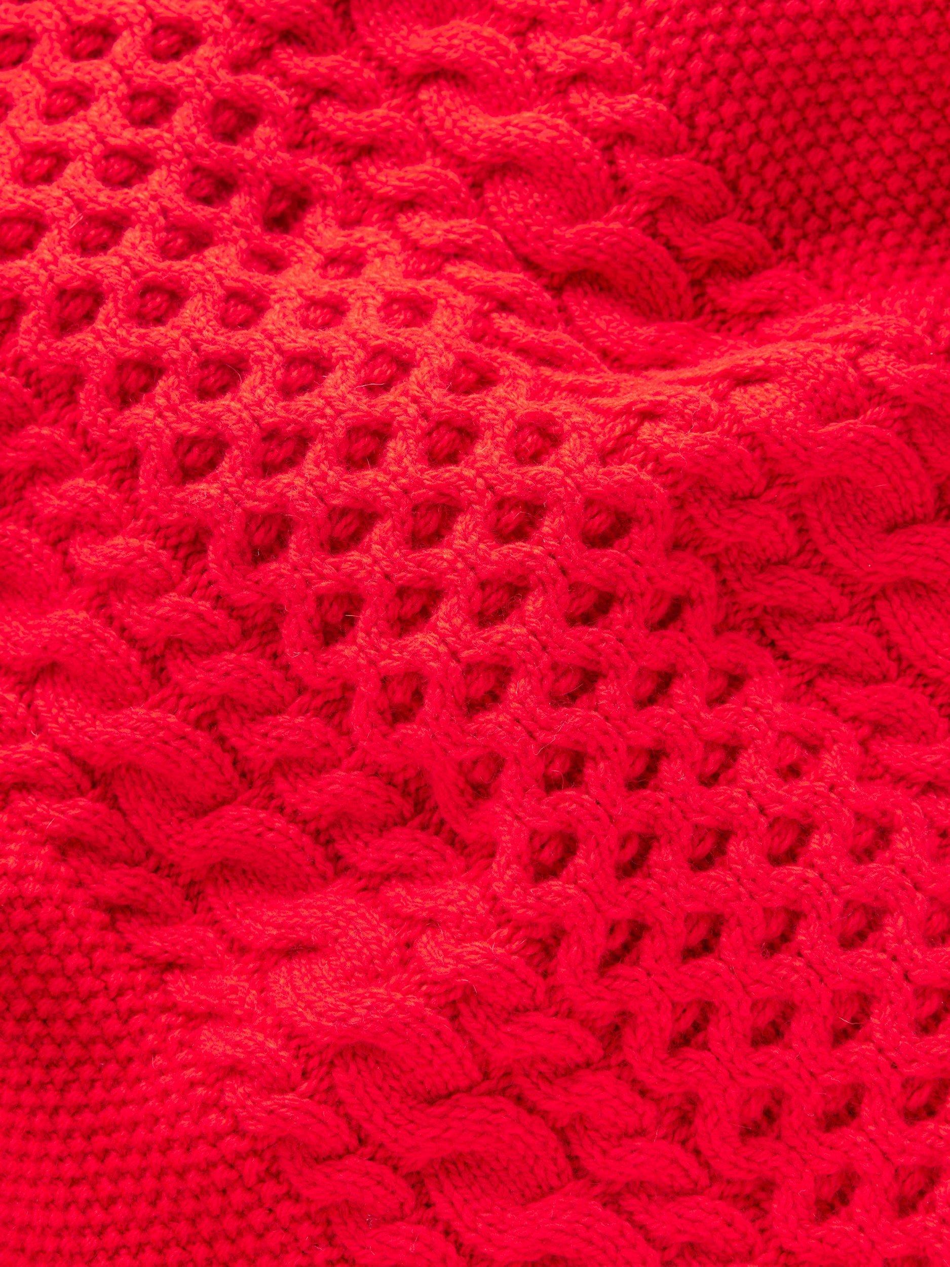 Product image 3 of 3, which shows Mini Boden Kids' Heritage Cable Knit Jumper, Poppy Red, 2-3 years