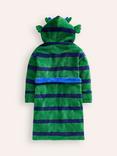 Mini Boden Kids' Cosy Striped Monster Dressing Gown, Green/Multi