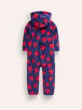 Mini Boden Kids' Star Cosy Fleece Onesie, Red/Navy