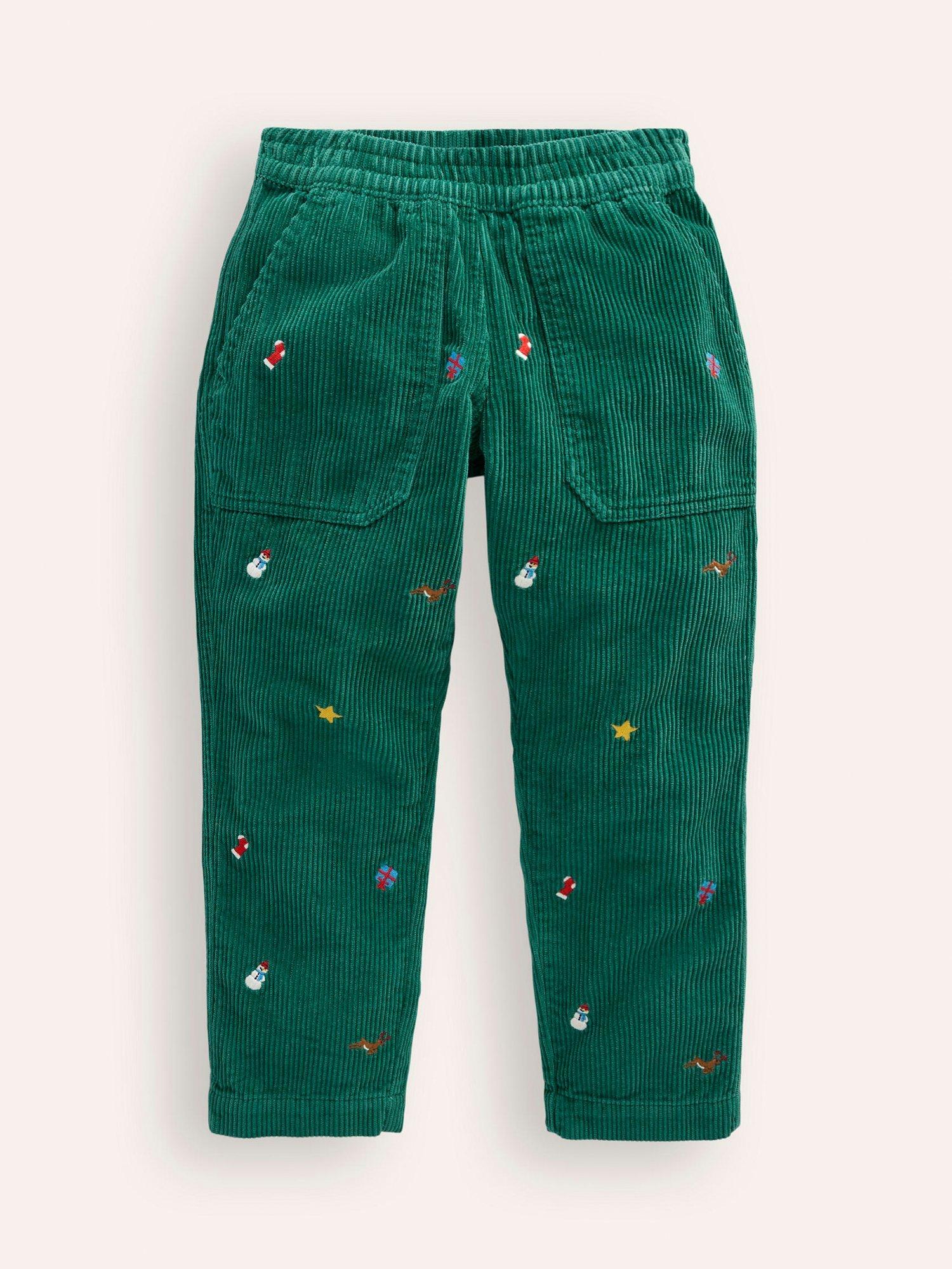 Mini Boden Kids' Pull-On Corduroy Trousers, Green