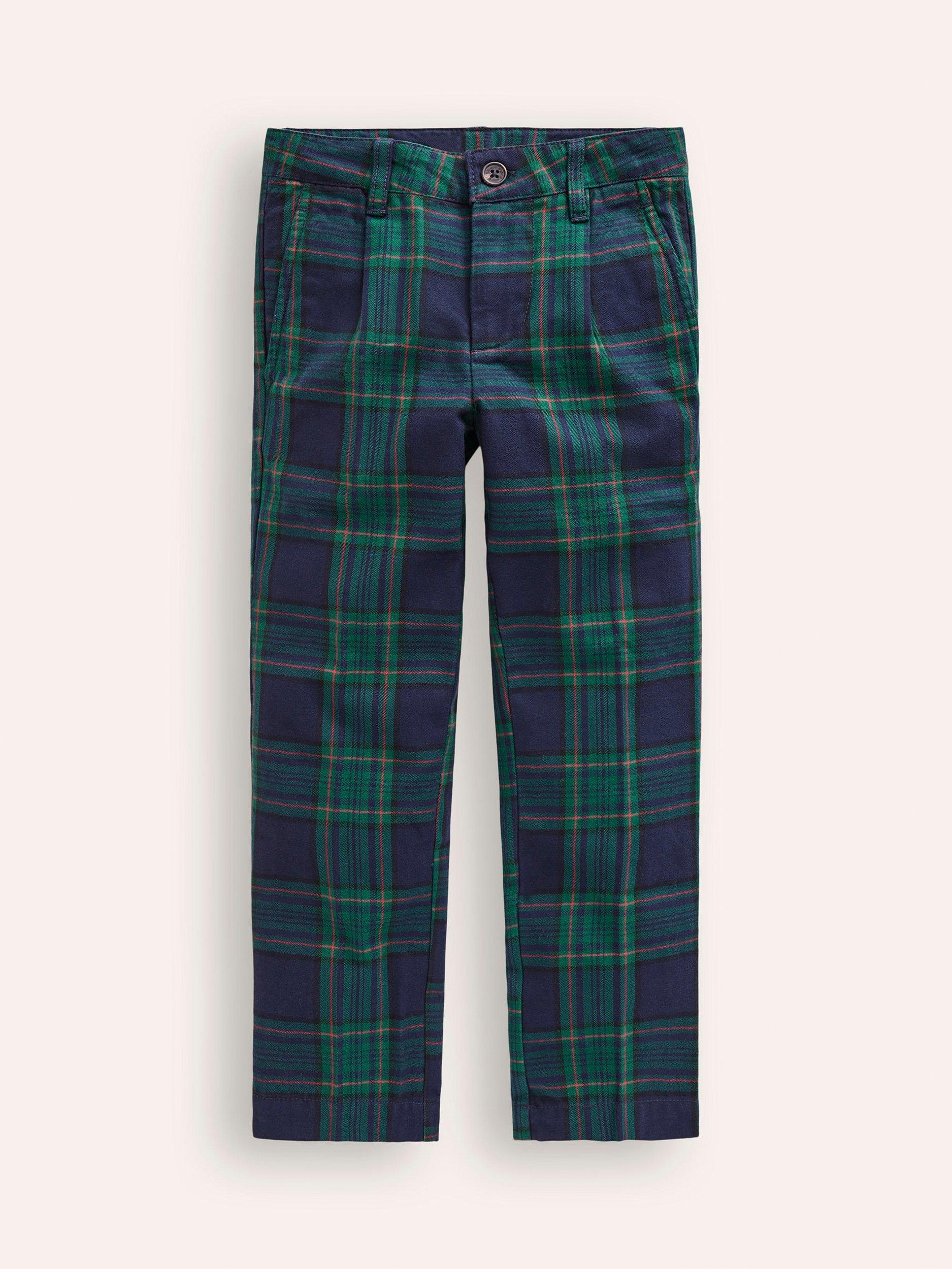 Mini Boden Kids' Cotton Smart Pleated Trousers, Multi