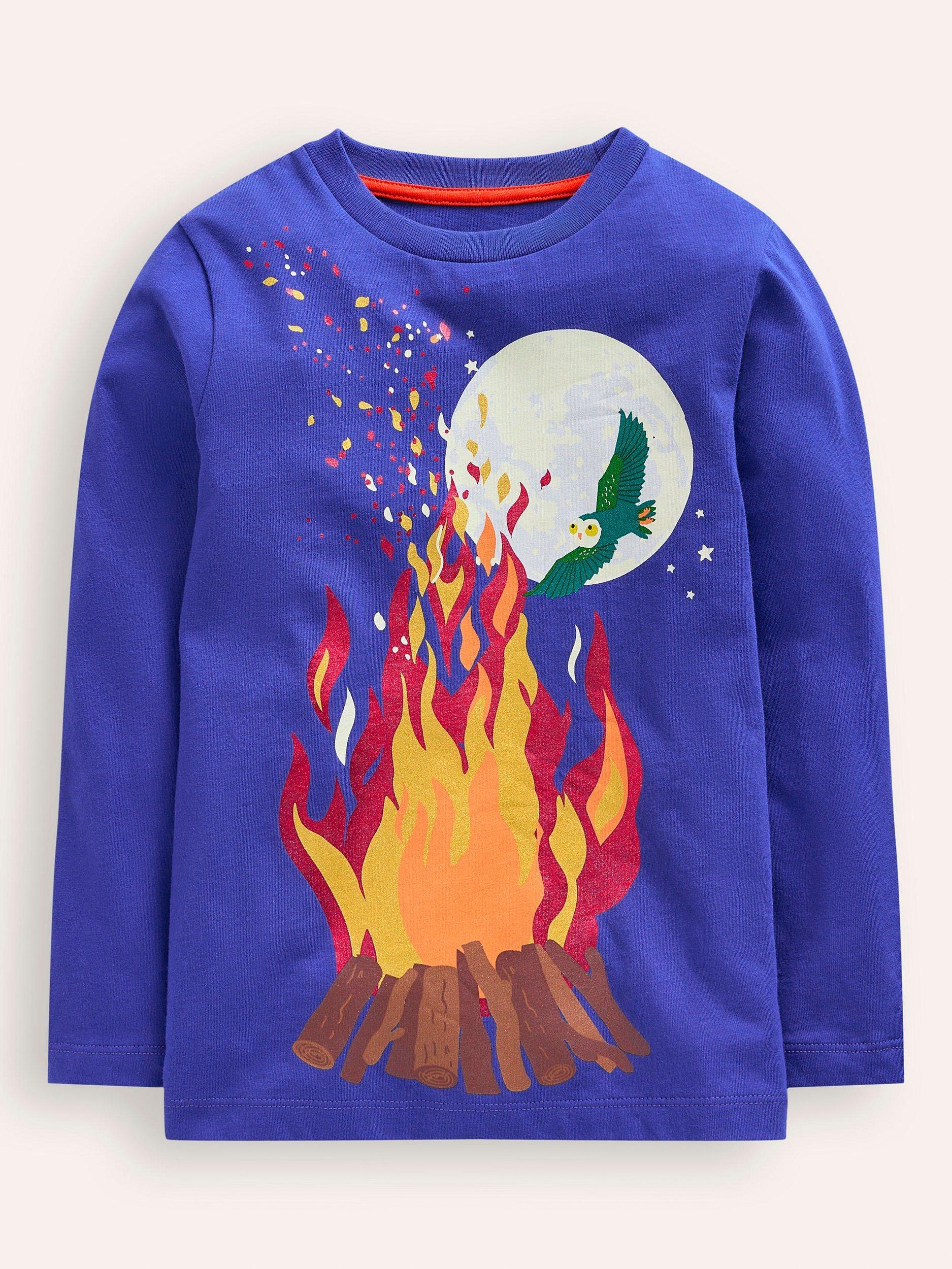 Mini Boden Kids' Glow-In-The-Dark Top, Blue