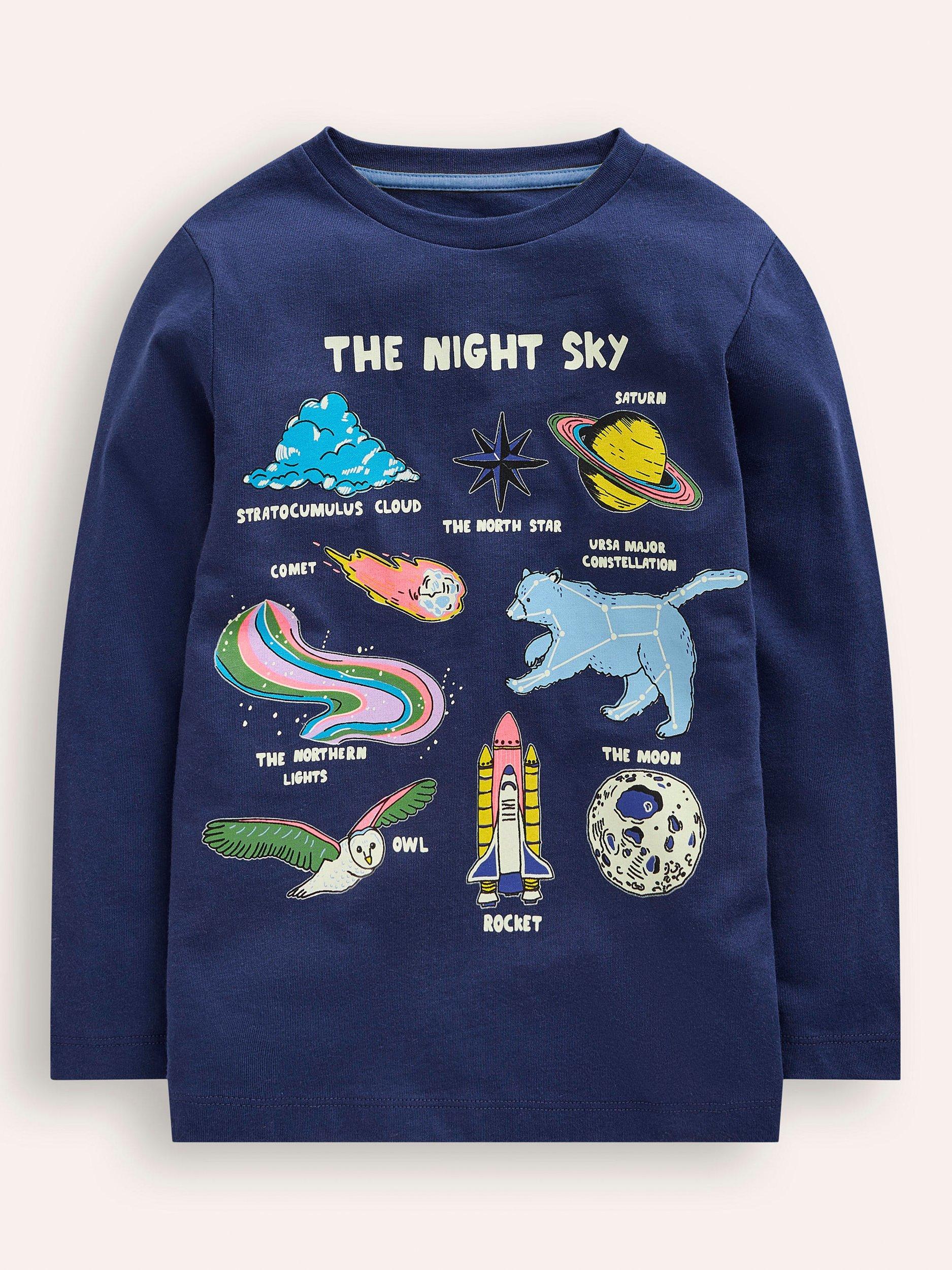 Mini Boden Kids' Glow-In-The-Dark Top, Navy