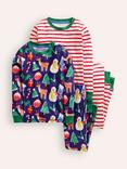 Mini Boden Kids' Snug Christmas Pyjamas, Pack of 2, Multi