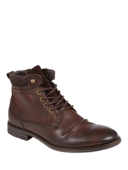 Jones Bootmaker Docklands Leather Lace-Up Ankle Boots, Dark Brown - view 2, Dark Brown