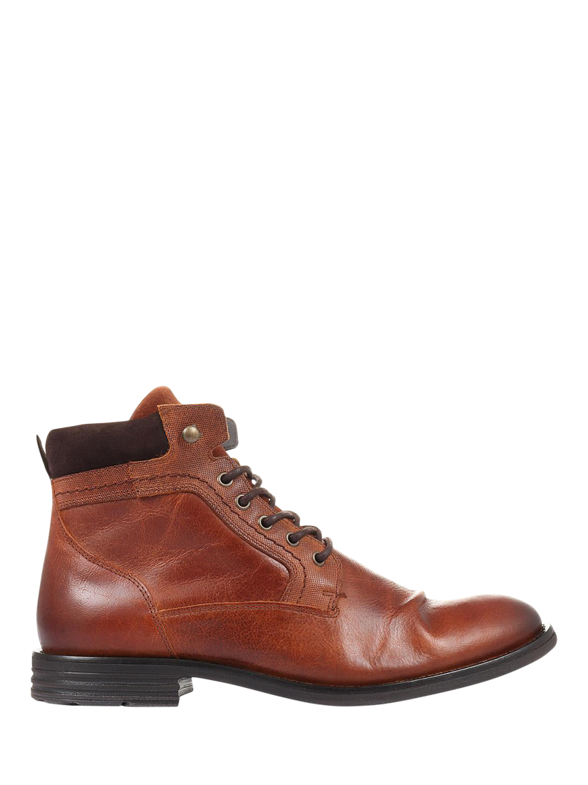 Product image 1 of 6, which shows Jones Bootmaker Docklands Leather Lace-Up Ankle Boots, Dark Tan, 6