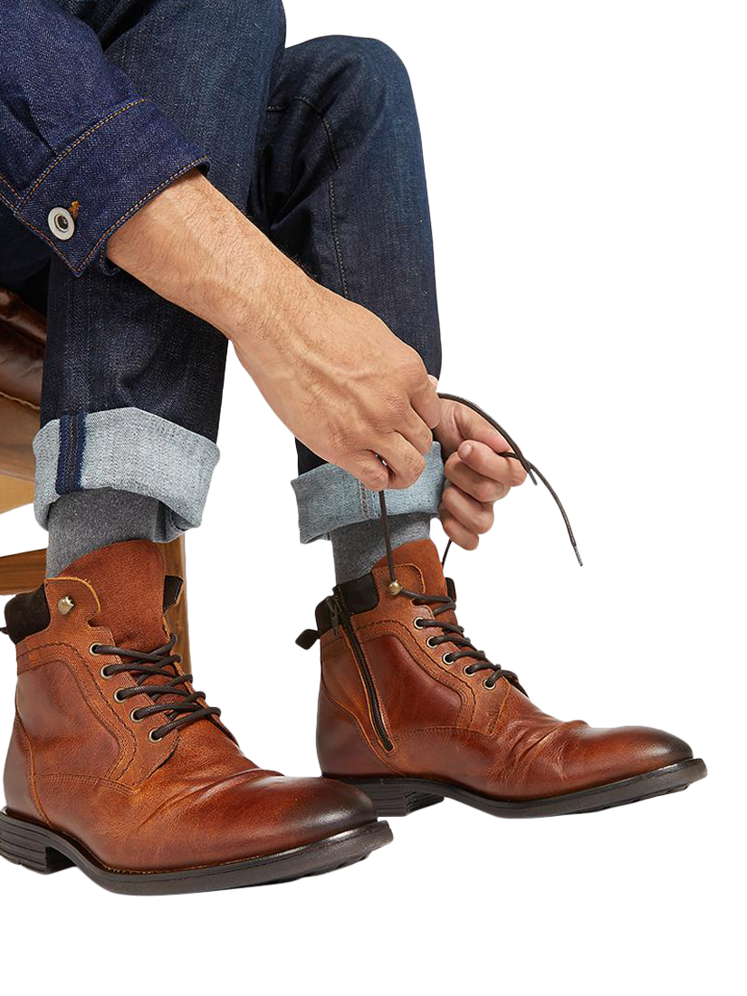 Product image 2 of 6, which shows Jones Bootmaker Docklands Leather Lace-Up Ankle Boots, Dark Tan, 6