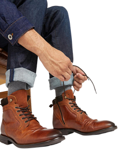 Jones Bootmaker Docklands Leather Lace-Up Ankle Boots, Dark Tan - view 2, Dark Tan