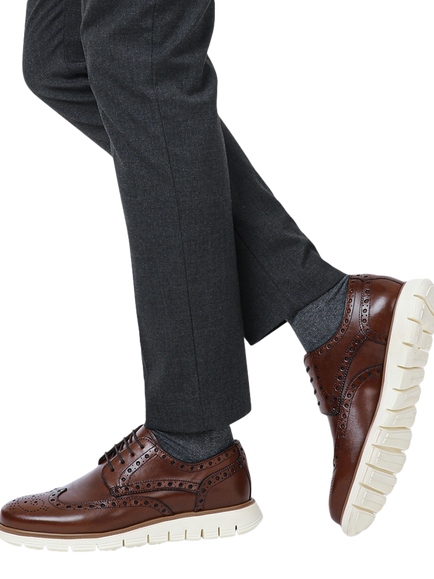 Jones Bootmaker London City Leather Lace Up Brogues - view 2, Chestnut