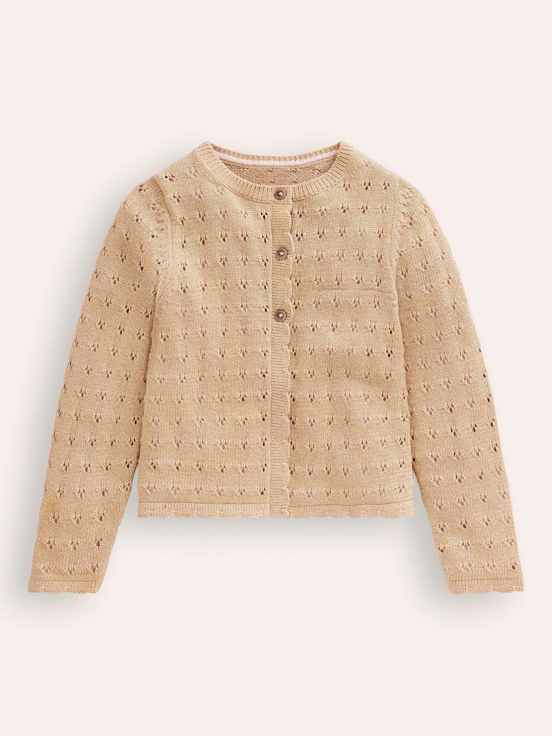 Mini Boden Kids' Sparkle Occasion Cardigan, Gold