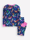 Mini Boden Kids' Snug Glow In The Dark Owl Pyjamas, Blue/Multi