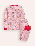 Mini Boden Kids' Snug Glow In The Dark Christmas Tree Pyjamas, Pink/Multi