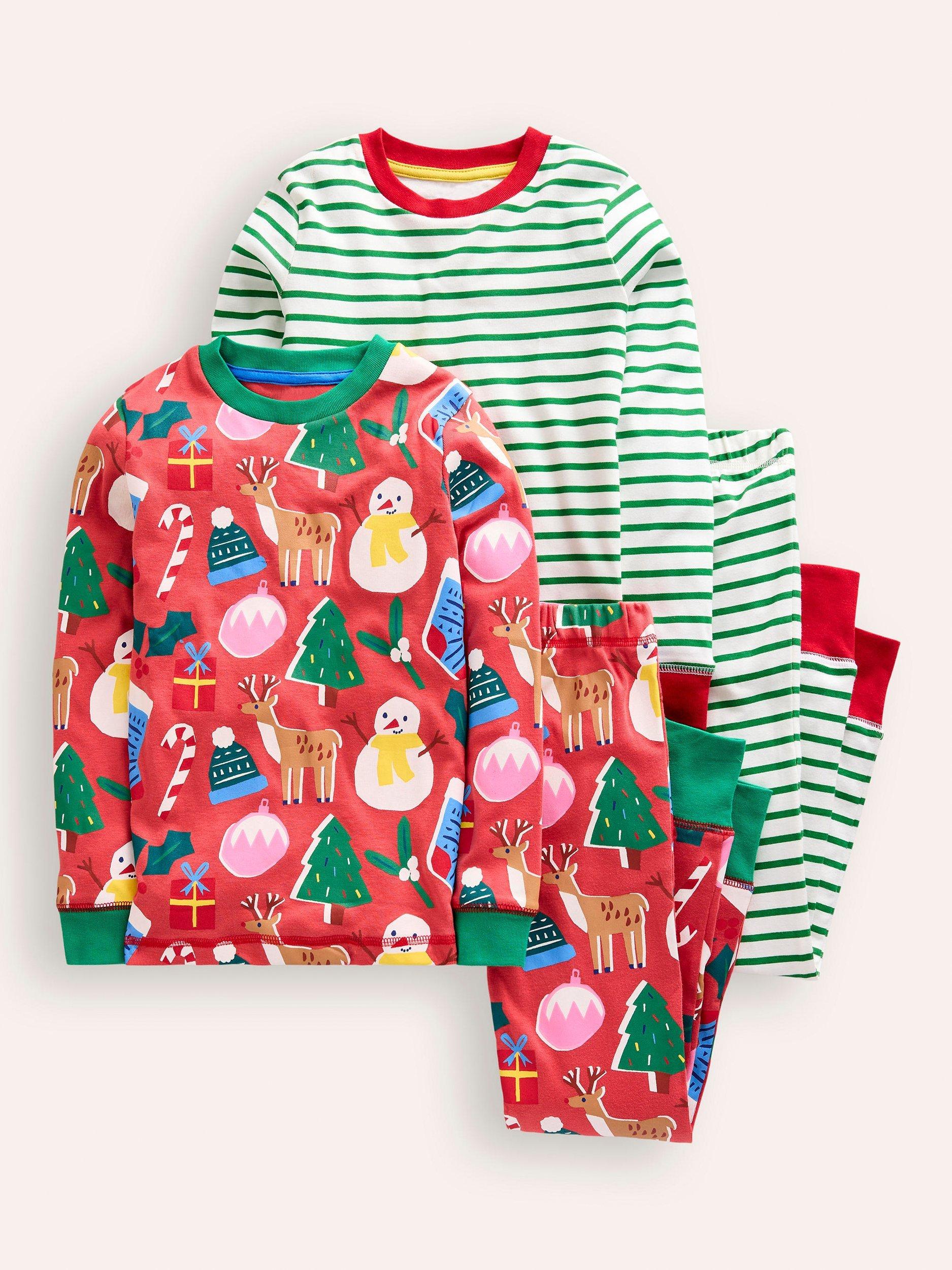 Mini Boden Kids Snug Christmas Motif Pyjamas Set of 2 Multi