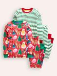 Mini Boden Kids' Snug Christmas Motif Pyjamas, Set of 2, Multi