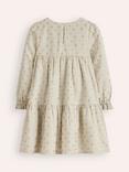 Mini Boden Kids' Betsy Cotton Tiered Dress, Oatmeal/Gold