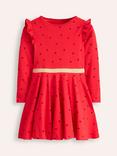 Mini Boden Kids' Mabel Spot Twirly A-Line Dress, Red